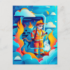 Cartão Postal De Festividades Futuro Sonho de Bombeiro para Crianças