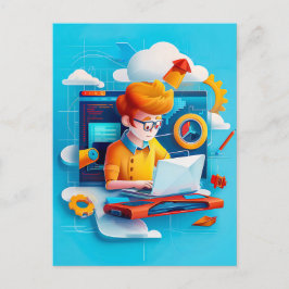 Cartão Postal De Festividades Futuro Sonho de Engenheiro para Crianças