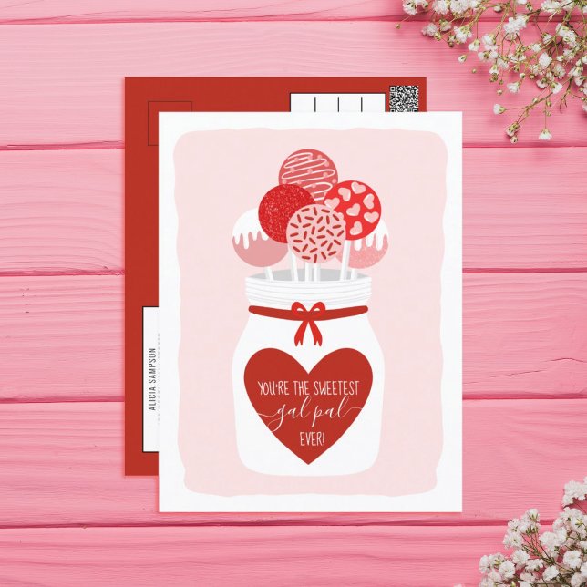 Cartão Postal De Festividades Gal Pal Lollipop Galentine saudação do dia (Criador carregado)