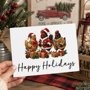 Cartão Postal De Festividades Galinha de Natal Engraçada Feliz Natal