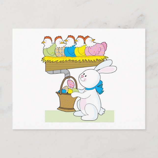 Cartão Postal De Festividades Galinhas da páscoa do arco-íris (Frente)