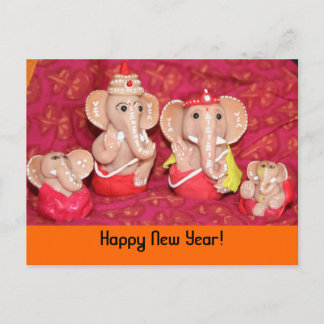 Cartão Postal De Festividades Ganeshas, o feliz ano novo!