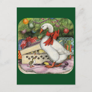 Cartão Postal De Festividades Ganso de Natal