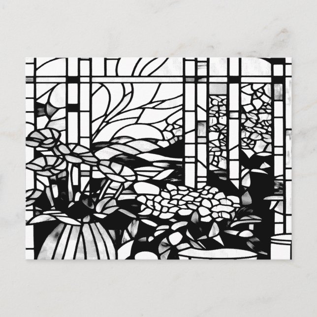 Cartão Postal De Festividades Garden Stained Glass  (Frente)