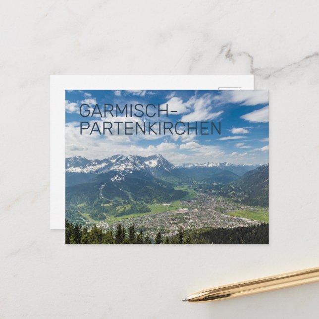 Cartão Postal De Festividades Garmisch-Partenkirchen Bavaria Alps Panorama Gift (Frente/Verso In Situ)