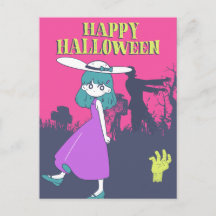 Garota de anime no Apocalipse Zumbi Feliz Dia das