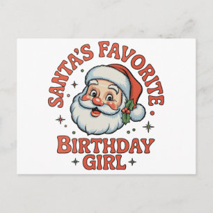 Cartão Postal De Festividades Garota de Aniversário Favorita do Papai Noel Natal
