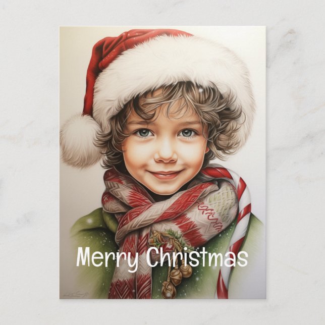 Cartão Postal De Festividades Garota de Natal Personalizada 10 de 25 (Frente)