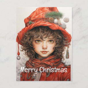 Cartão Postal De Festividades Garota de Natal Personalizada 2 de 25