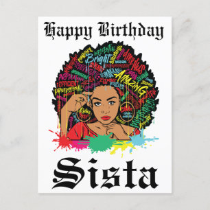 Cartão Postal De Festividades Garota Negra Magia Aniversário Sista Melanin Mulhe