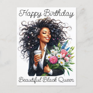 Cartão Postal De Festividades Garota Negra Magia Aniversário Sista Melanin Mulhe