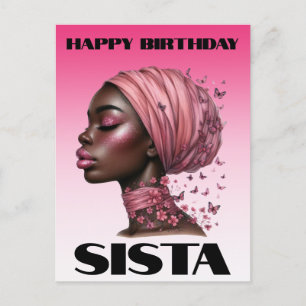 Cartão Postal De Festividades Garota Negra Magia Aniversário Sista Melanin Mulhe