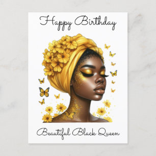 Cartão Postal De Festividades Garota Negra Magia Aniversário Sista Melanin Mulhe