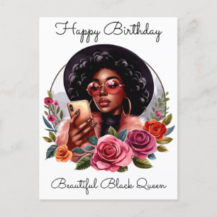 Cartão Postal De Festividades Garota Negra Magia Aniversário Sista Melanin Mulhe