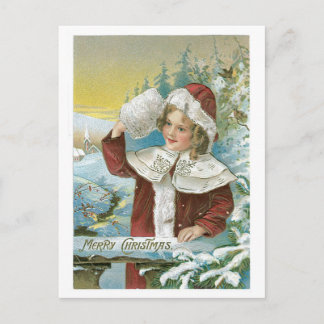Cartão Postal De Festividades Garota Vitoriana - Feliz Natal