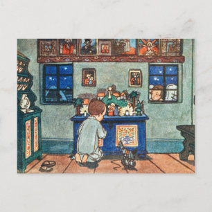 Cartão Postal De Festividades Garoto Pequeno Rezando