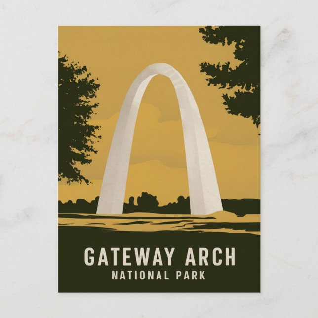 Cartão Postal De Festividades Gateway Arch National Park Retro Viagem Art (Frente)