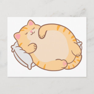 Cartão Postal De Festividades Gatinho Atarracado Adormecido Almofada de Gato Tab