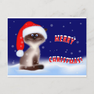Cartão Postal De Festividades Gatinho de Natal