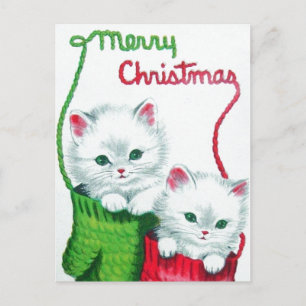 Cartão Postal De Festividades Gatinhos em Mittens Feliz Natal