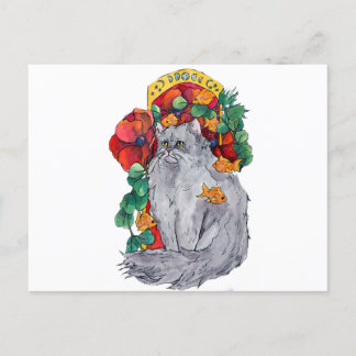 Cartão Postal De Festividades Gato #2 de Nouveau da arte