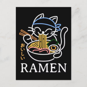 Cartão Postal De Festividades Gato Adorável Desfrutando de um Festim de Macarrão