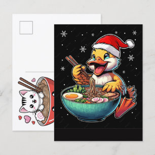 Cartão Postal De Festividades Gato Adorável Desfrutando de um Festim de Macarrão