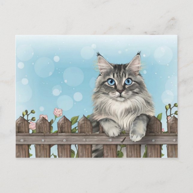 Cartão Postal De Festividades Gato Bonito Art Gatinho Gatinhos Animais Engraçado (Frente)