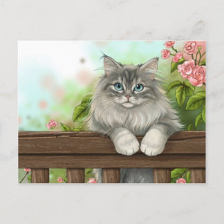 Cartão Postal De Festividades Gato Bonito Art Gatinho Gatinhos Animais Engraçado