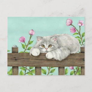Cartão Postal De Festividades Gato Bonito Art Gatinho Gatinhos Animais Engraçado