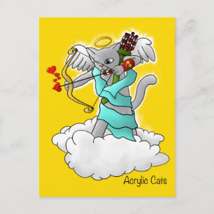 Cartão Postal De Festividades Gato de Cupido de Cinza de Smokey dia de os namora