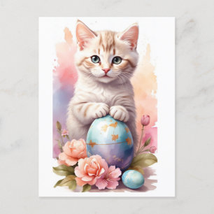 Cartão Postal De Festividades Gato de Felz pascoa