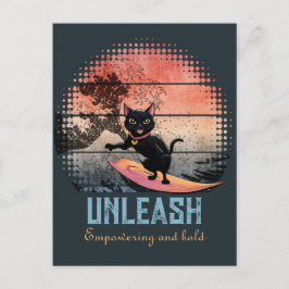 Cartão Postal De Festividades Gato de Onda Sunset