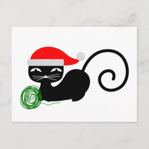 Cartão Postal De Festividades gato de papais noeis do xmas