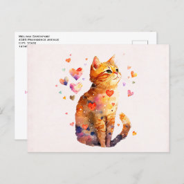 Cartão Postal De Festividades Gato de Tabby Bonito com Dia de os namorados de Co
