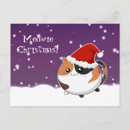 Cartão Postal De Festividades Gato do gatinho da chita do Natal de Kawaii