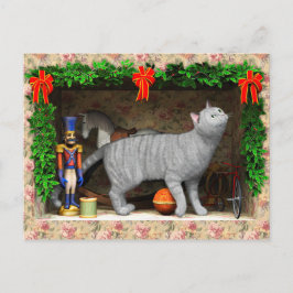 Cartão Postal De Festividades Gato e coisas de Natal