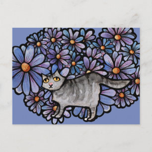 Cartão Postal De Festividades Gato Gato, Cinzas Roxas, Cinzas De Arte Gato