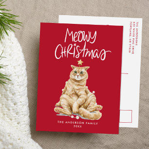 Cartão Postal De Festividades Gato Laranja Bonito Não Foto De Natal Feliz