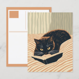 Cartão Postal De Festividades gato leitor