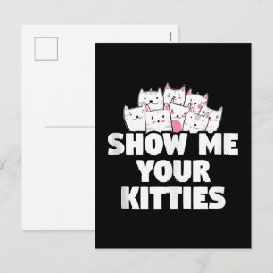 Cartão Postal De Festividades Gato Mostre Meus Gatinhos