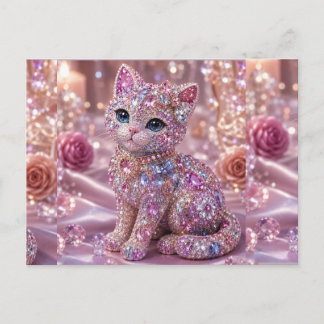 Cartão Postal De Festividades Gato Noturno de Veludo Estético Impresso