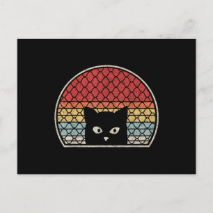 Cartão Postal De Festividades Gato Retro Vintage
