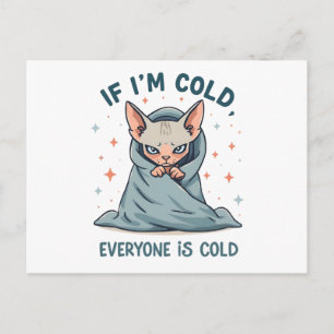Cartão Postal De Festividades Gato Sphynx Mal-Humorado Design de Cartoon de Humo
