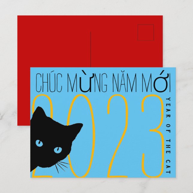 Cartão Postal De Festividades Gato Vietnamita Moderno Ano Novo 2023 HPC (Frente/Verso)