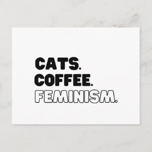 Cartão Postal De Festividades Gatos Café Feminismo