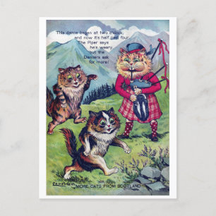 Cartão Postal De Festividades Gatos da Escócia - Louis Wain
