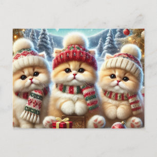 Cartão Postal De Festividades Gatos de gatinho em decoração festiva de Natal e N