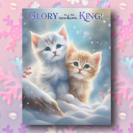 Cartão Postal De Festividades Gatos de Natal Carol Fofos Animal Cristão 