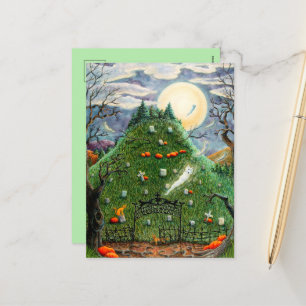 CARTÃO POSTAL DE FESTIVIDADES GATOS FANTASMAS EM NINO CEMETÉRIO DE VIDA, ARTE PE